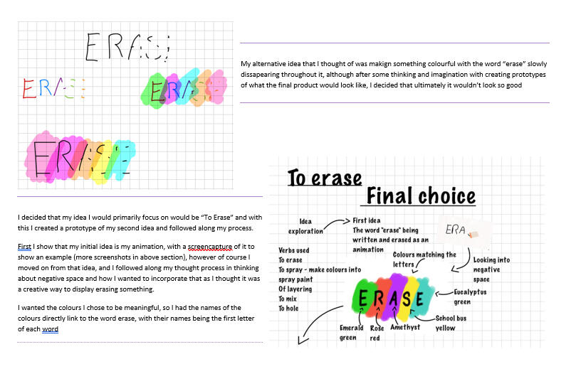 Iterations of my first idea for my chosen verb