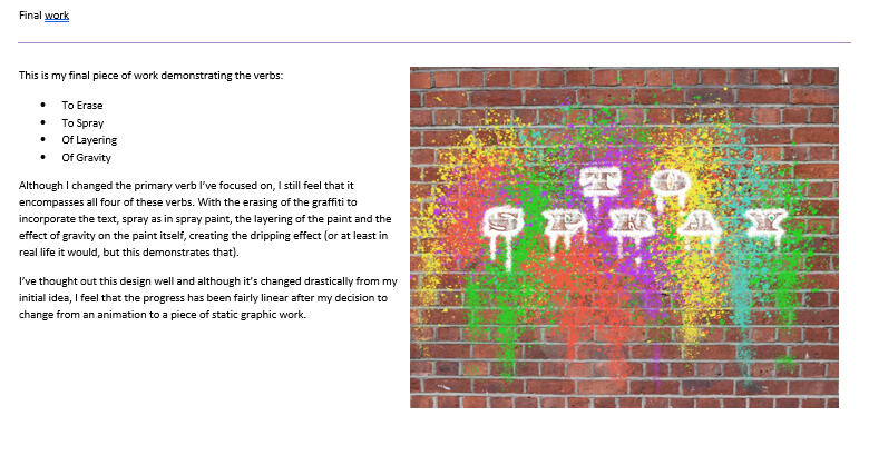 After testing different verbs, testing with different font outlines
