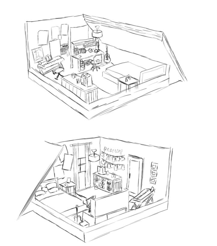 Bedroom Sketch - Both angles