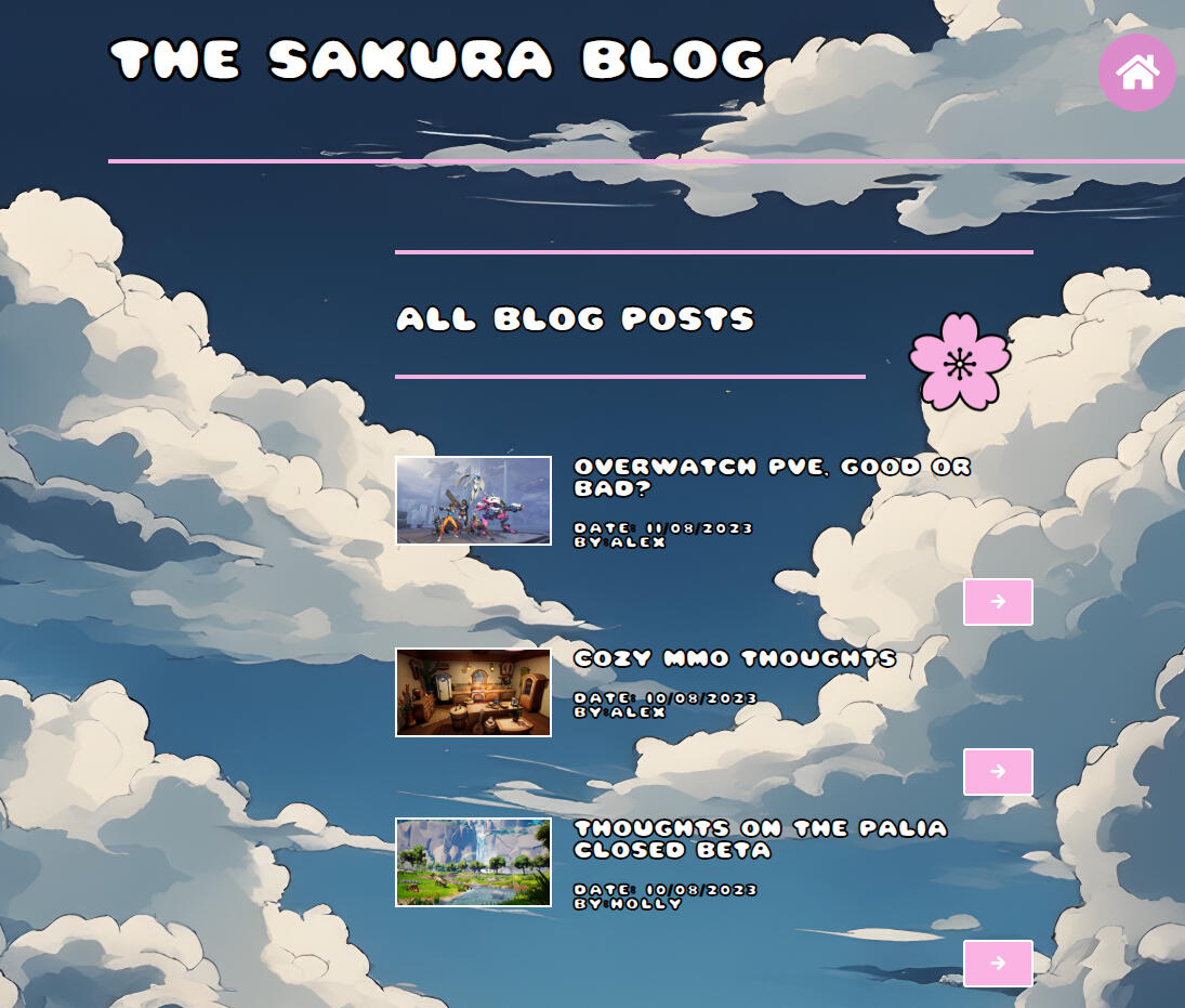 Blog posts page